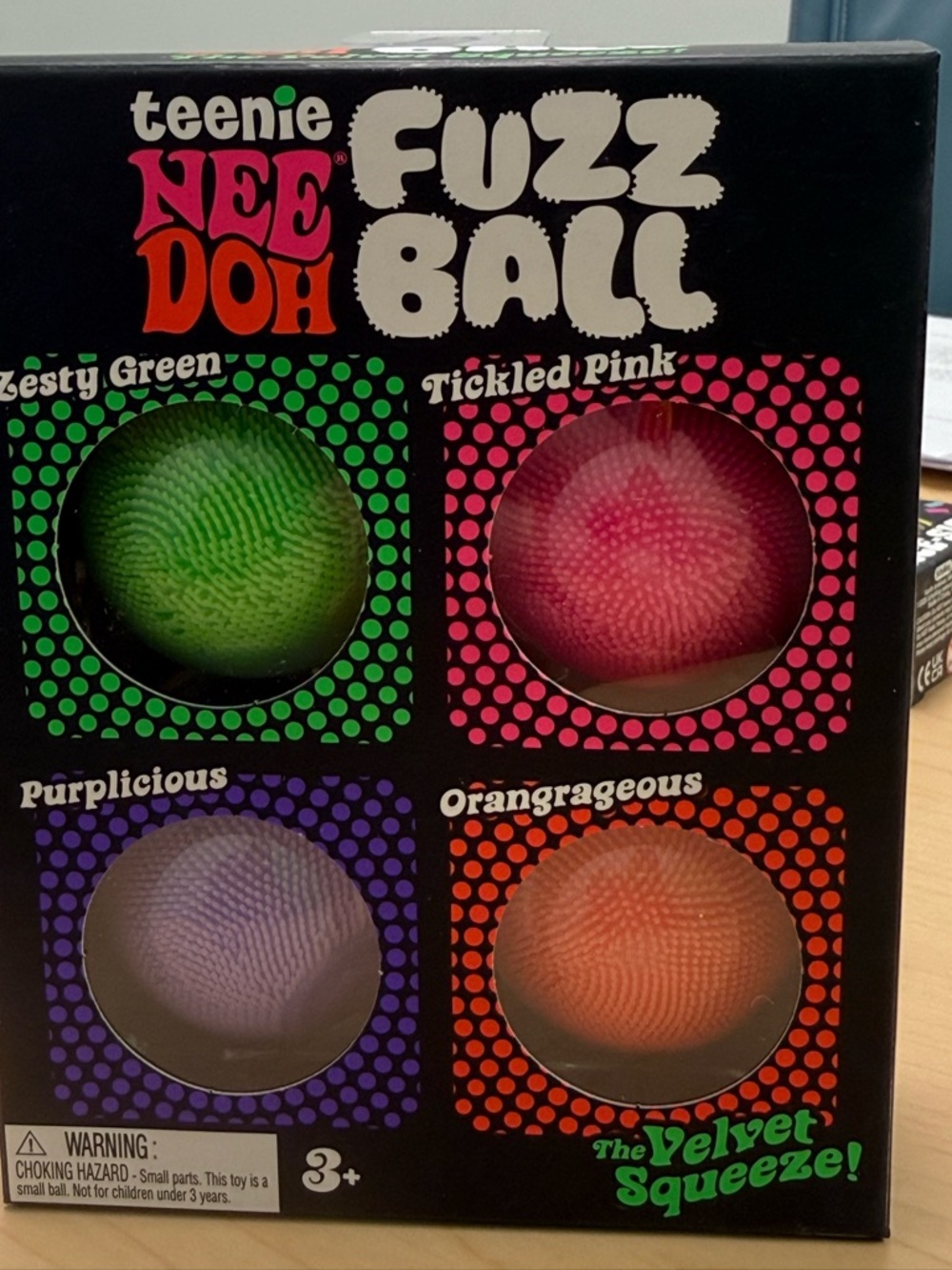 Teenie Nee Doh Fuzz Ball Kids Sensory Toy - Green & Pink & Purple & Orange